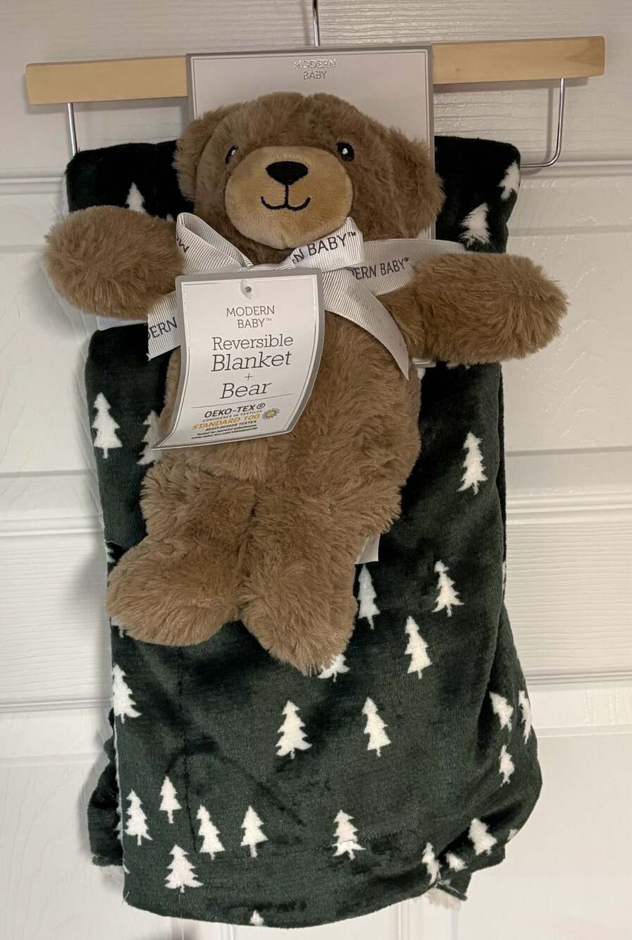 Modern Baby Reversible Blanket And Bear